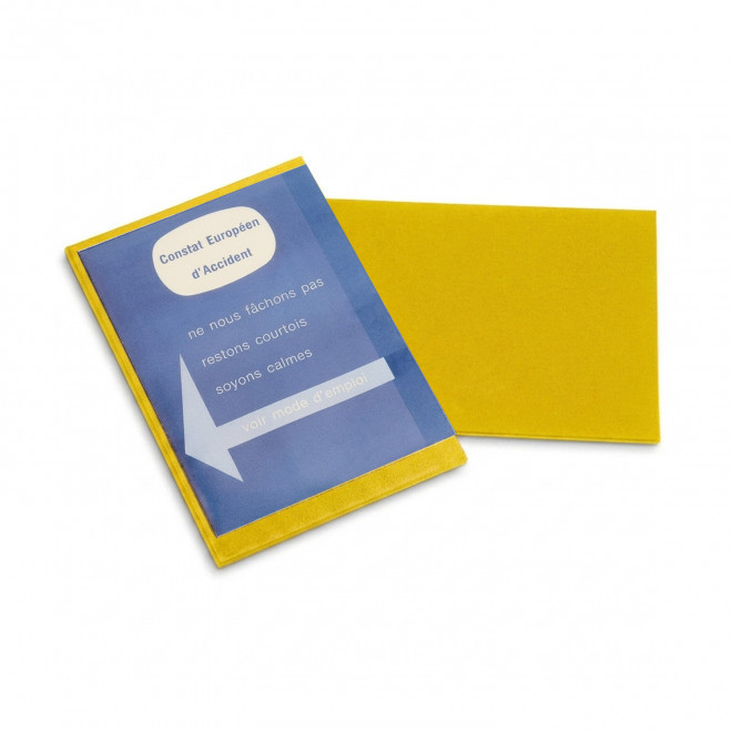 PORTE CONSTAT AMIABLE PERSONNALISE 'DRIVE SAFE' - jaune