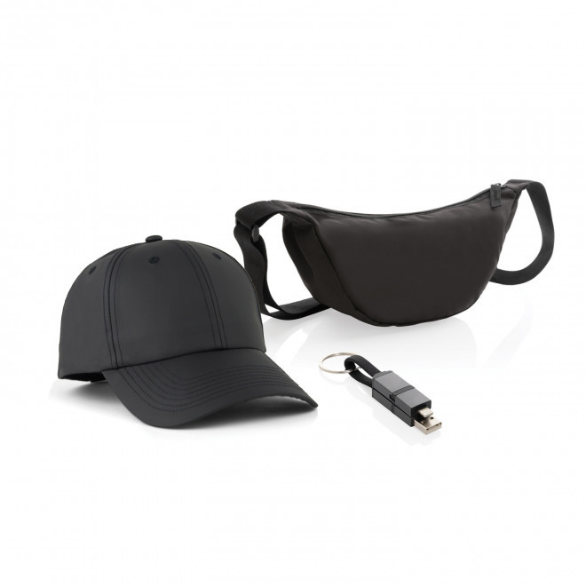 PACK PERSONNALISE CASQUETTE CABLE ET BANANE 'HIPSY' - noir
