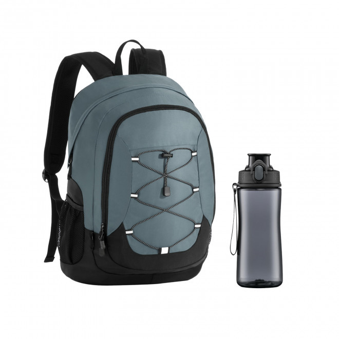 PACK SAC SPORT ET BOUTEILLE TRITAN PERSONNALISABLE 'DICNO' - gris