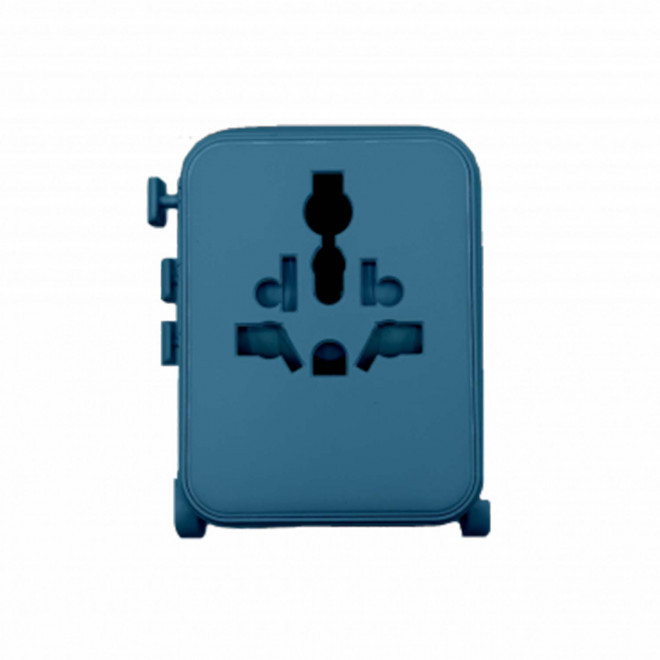 ADAPTATEUR PUBLICITAIRE PRISE UNIVERSELLE 'LUGGIE' - bleu