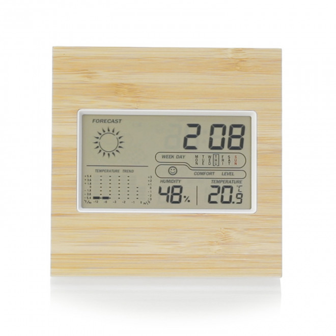 STATION METEO PERSONNALISABLE BAMBOU 'NUAGO MAX' - beige