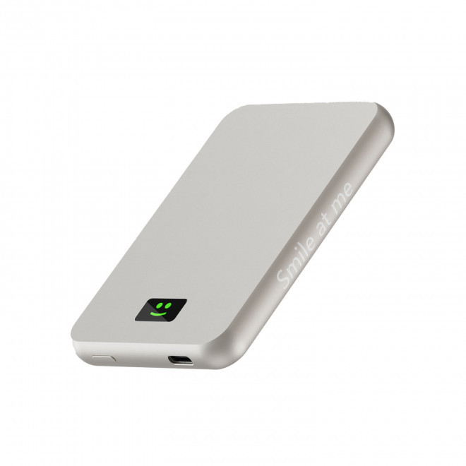 POWERBANK 5000 mAH PERSONNALISABLE 'SMILE' - argenté