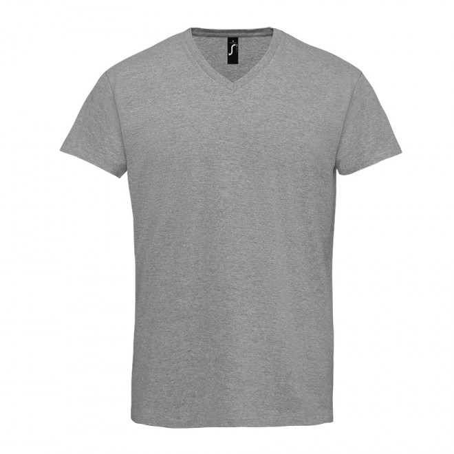 TEE-SHIRT HOMME PUBLICITAIRE COL V 'IMPERIAL V' - gris chiné