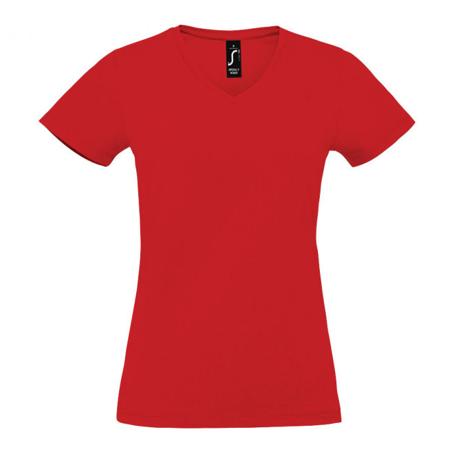 TEE-SHIRT FEMME PUBLICITAIRE COL V 'IMPERIAL V' - rouge