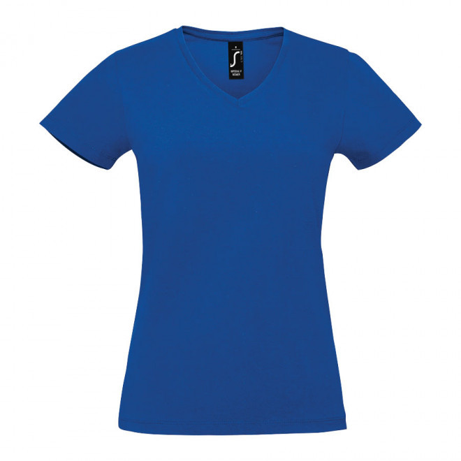 TEE-SHIRT FEMME PUBLICITAIRE COL V 'IMPERIAL V' - bleu royal