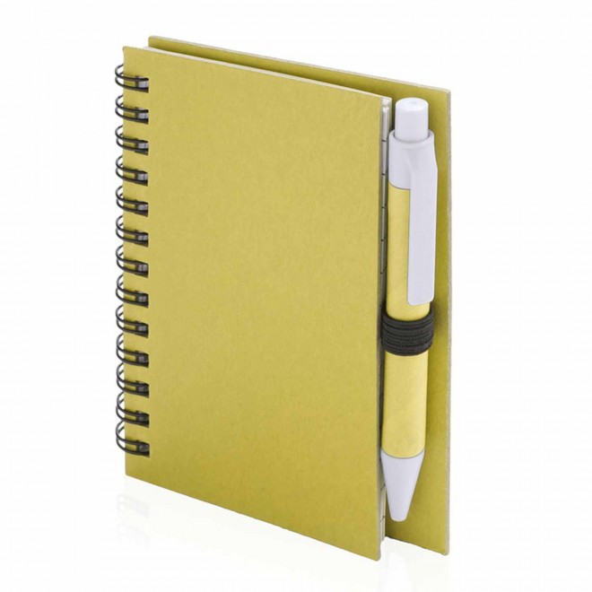CARNET A SPIRALES AVEC STYLO PERSONNALISABLE 'CARLEY MINI' - jaune