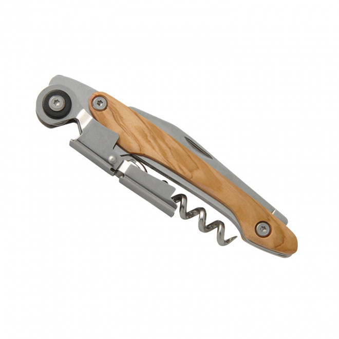 SOMMELIER ET COUTEAU EN OLIVIER PERSONNALISABLE 'ROUSSI' - brun