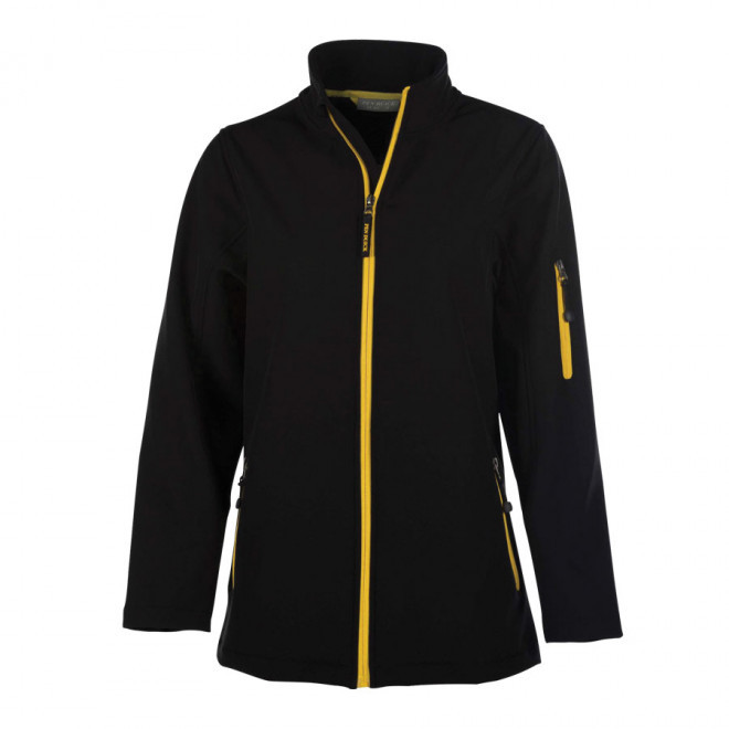 SOFTSHELL PERSONNALISABLE FEMME PEN DUICK 'ATLANTIC' - noir/jaune