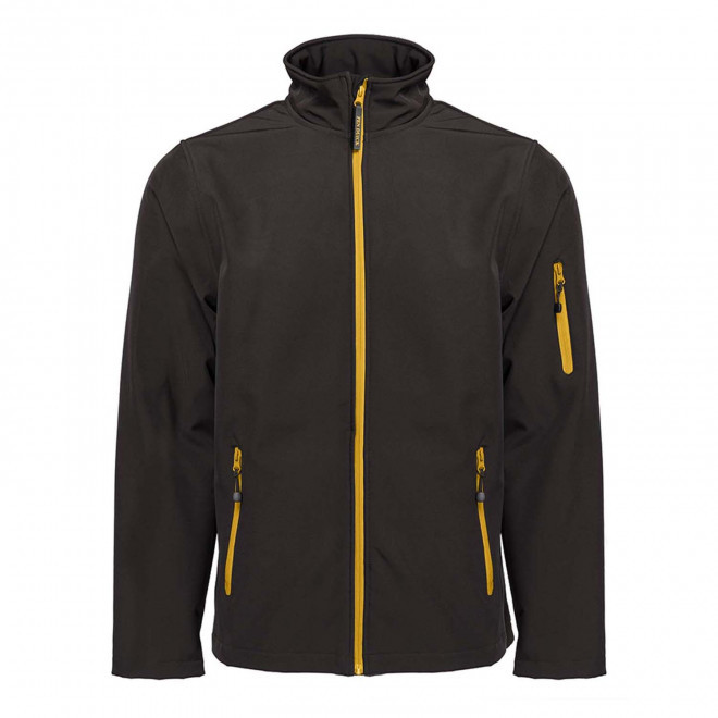 SOFTSHELL HOMME PERSONNALISABLE PEN DUICK 'ATLANTIC' - noir/jaune