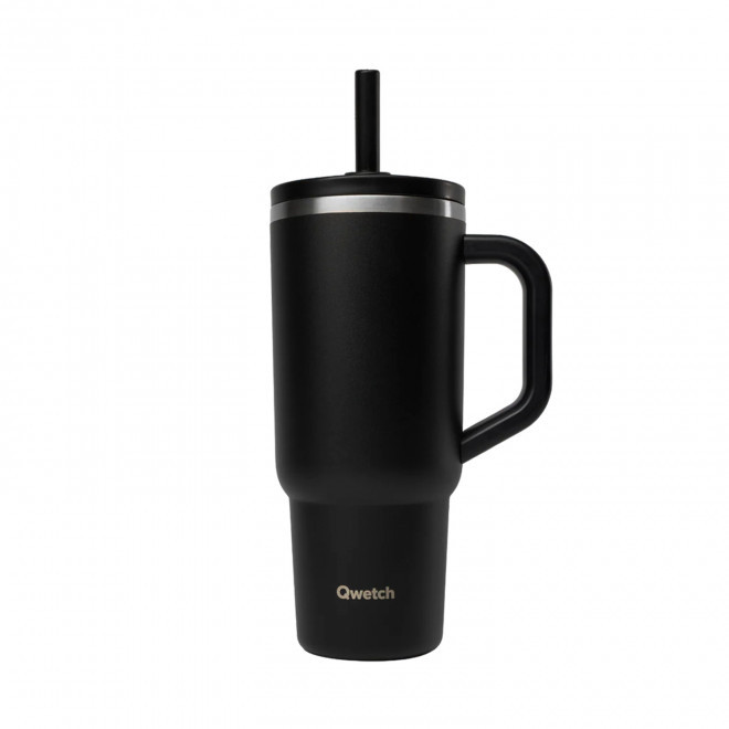 MUG ISOTHERME ETANCHE QWETCH® PERSONNALISE 'TRAVEL CUP' - noir