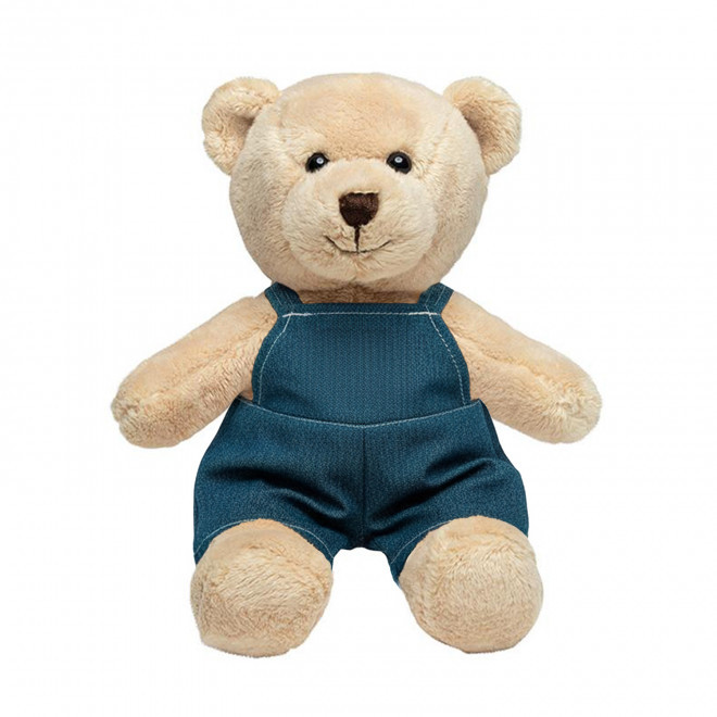 PELUCHE OURSON SALOPETTE PERSONNALISABLE 'PLOMBI' - marron clair