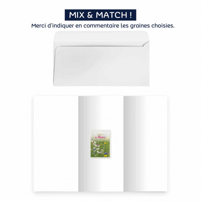 CARTE 3 VOLETS AVEC GRAINES PERSONNALISABLE 'POUVOI' - carte avec enveloppe séparés