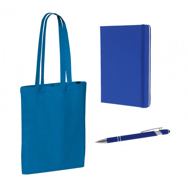 SET SAC CARNET ET STYLO PERSONNALISABLE 'BUSY' - bleu