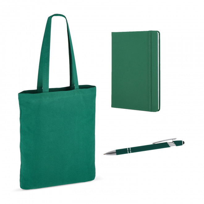 SET SAC CARNET ET STYLO PERSONNALISABLE 'BUSY' - vert foncé