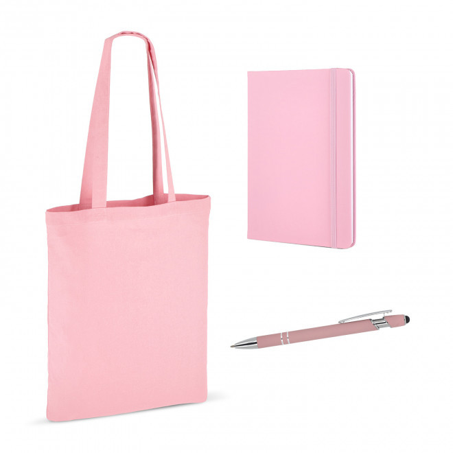 SET SAC CARNET ET STYLO PERSONNALISABLE 'BUSY' - rose pastel