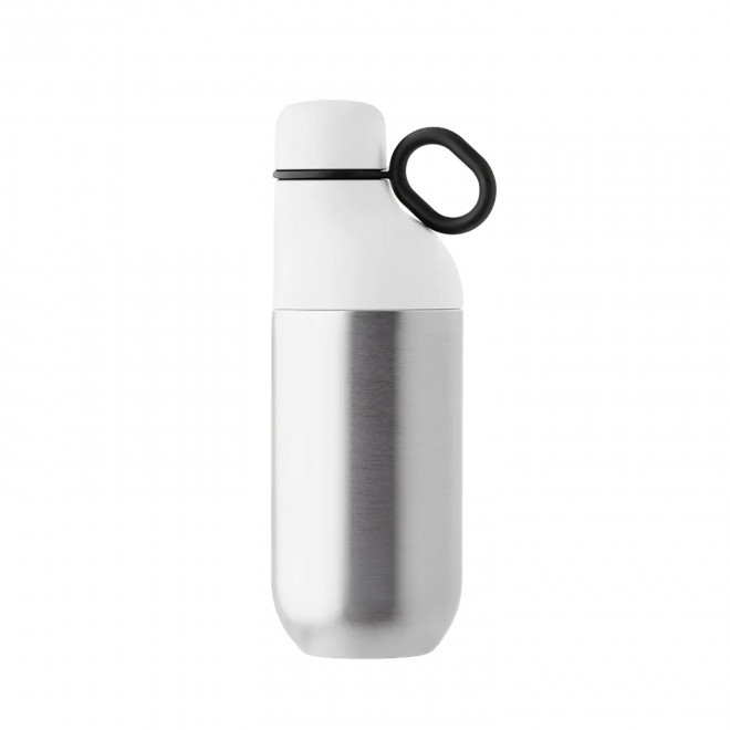GOURDE ET MUG ISOTHERME 2 EN 1 PERSONNALISES 500ML 'TIHOU' - blanc/argenté