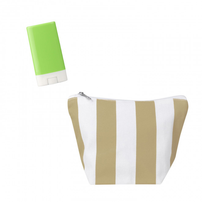 SET PUBLICITAIRE TROUSSE ET STICK 'SOLY' - beige/vert