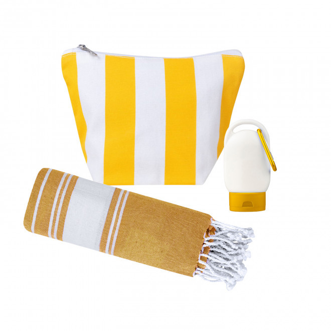 SET TROUSSE ET ACCESSOIRES ETE PERSONNALISABLE 'SOLYO' - jaune/orange