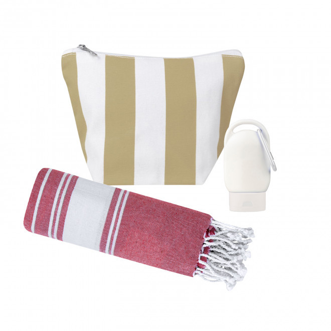 SET TROUSSE ET ACCESSOIRES ETE PERSONNALISABLE 'SOLYO' - beige/blanc/rouge