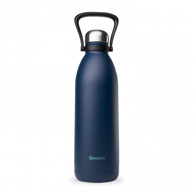 BOUTEILLE ISOTHERME 1,5 L QWETCH® POIGNEE PERSONNALISABLE - bleu marine
