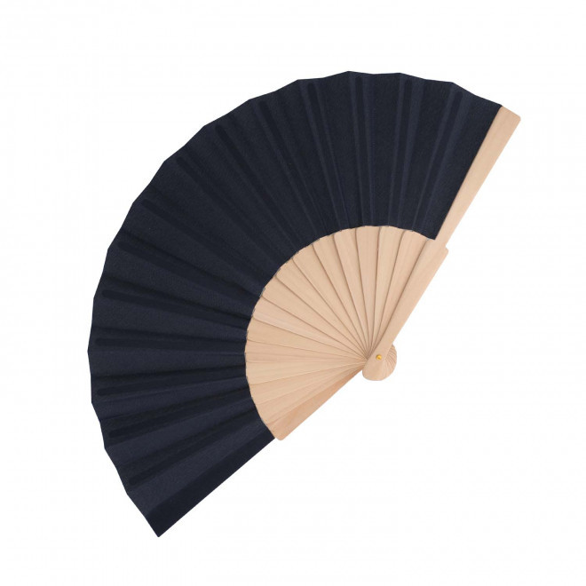 EVENTAIL EN BOIS PERSONNALISABLE 'FANNY WOOD RPET' - bleu fonce