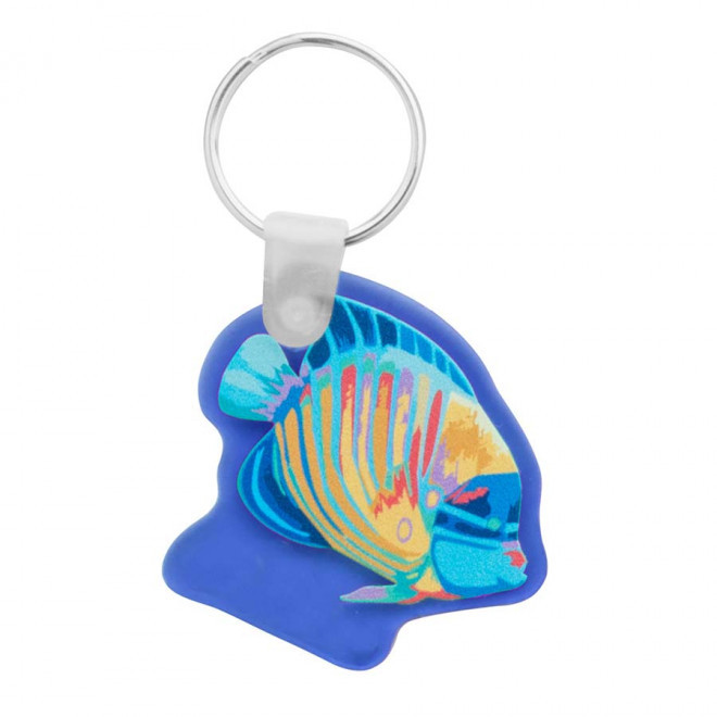 PORTE-CLÉS PUBLICITAIRE SUR MESURE EN ACRYLIQUE RIGIDE 'OLEIRAS' - bleu transparent