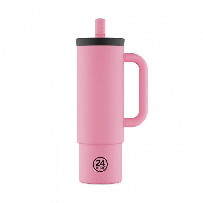 MUG 800 ML PERSONNALISABLE 'STRAW CUP 24BOTTLES' - rose pastel