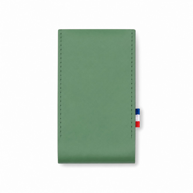 ETUI AVEC MIROIR CUIR RECYCLE PERSONNALISABLE 'FABY' - vert