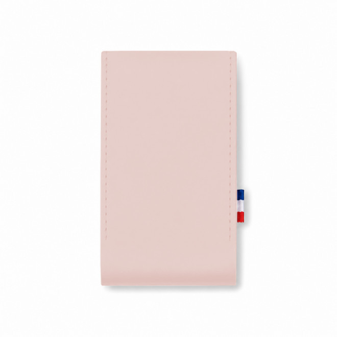 ETUI AVEC MIROIR CUIR RECYCLE PERSONNALISABLE 'FABY' - rose