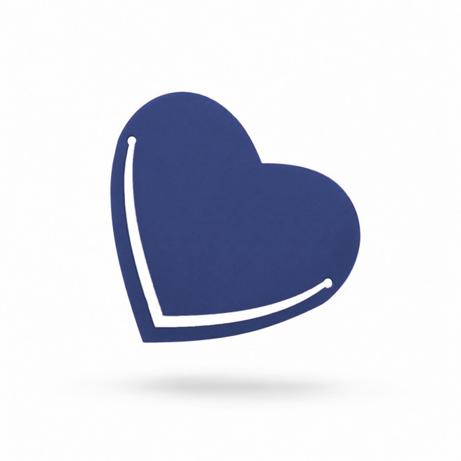 MARQUE PAGE PUBLICITAIRE COEUR EN CUIR RECYCLE 'FABY' - bleu nuit
