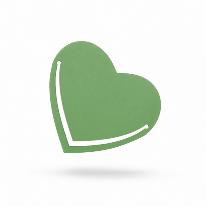MARQUE PAGE PUBLICITAIRE COEUR EN CUIR RECYCLE 'FABY' - vert