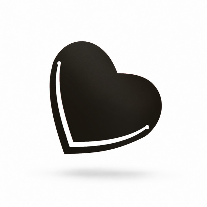 MARQUE PAGE PUBLICITAIRE COEUR EN CUIR RECYCLE 'FABY' - noir satin