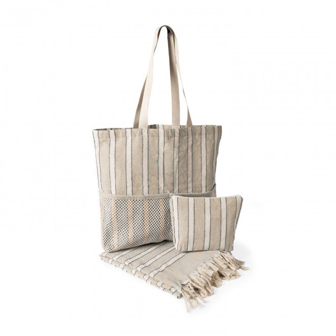 SET DE PLAGE FOUTA SAC PERSONNALISABLE 'SUNLIGHT' - beige