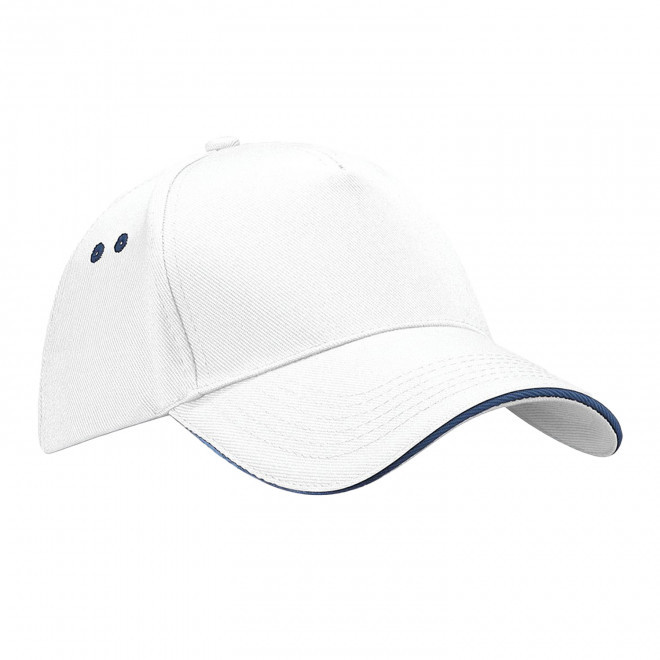 CASQUETTE BEECHFIELD PERSONNALISABLE 'SANDWICH PEAK' - blanc/bleu marine