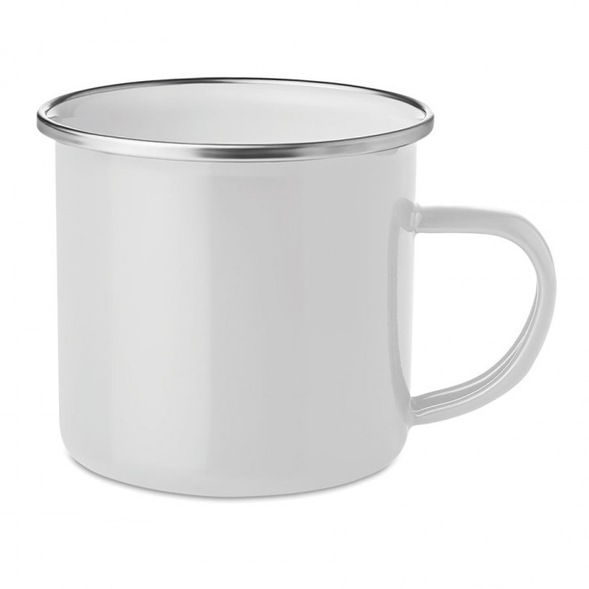 MUG PUBLICITAIRE EN MÉTAL ÉMAILLÉ 350ML 'RANIA' - blanc