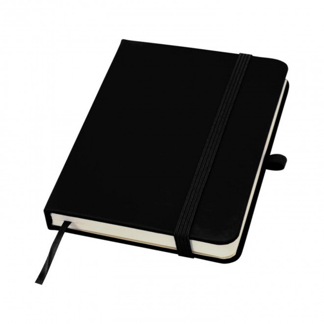 CARNET A6 AVEC PORTE STYLO PERSONNALISABLE 'MARTIN PLUS' - noir