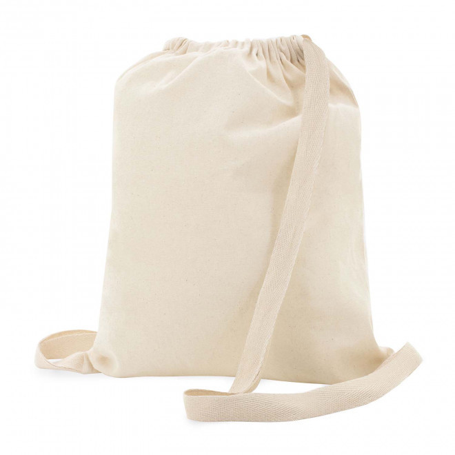 SAC A DOS COTON CORDELETTE PLATE PUBLICITAIRE 'BRIELLE' - beige