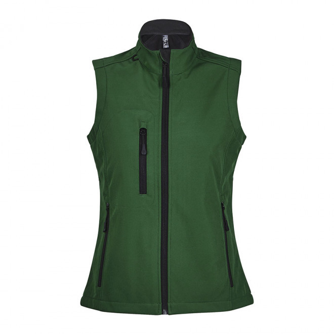 VESTE SANS MANCHES BODYWARMER SOFTSHELL FEMME 'RALLYE' 340 GR/M² - vert bouteille
