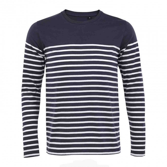 TEE-SHIRT PERSONNALISÉ RAYÉ HOMME 'MATELOT' - marine/blanc