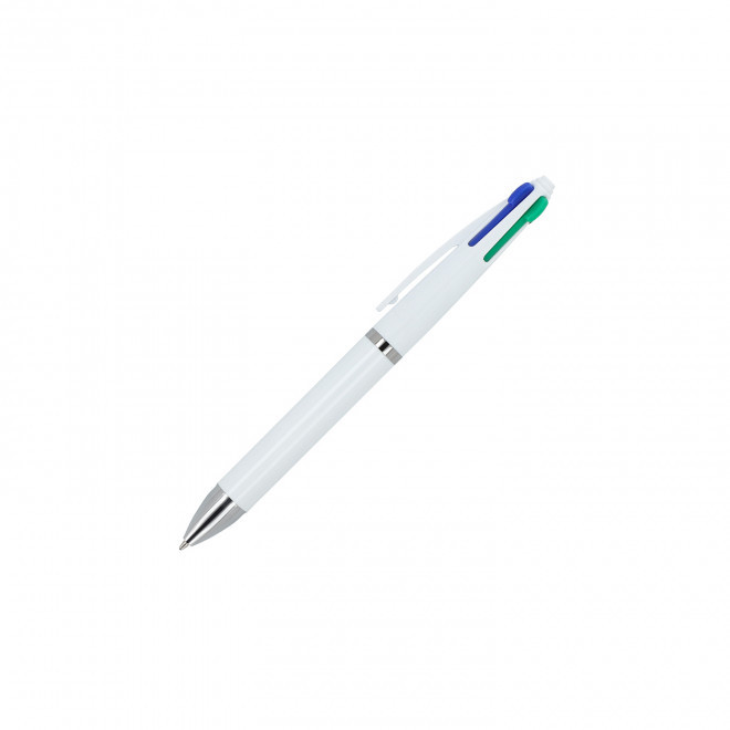 STYLO 4 COULEURS PERSONNALISABLE 'OCTUS RING' - blanc