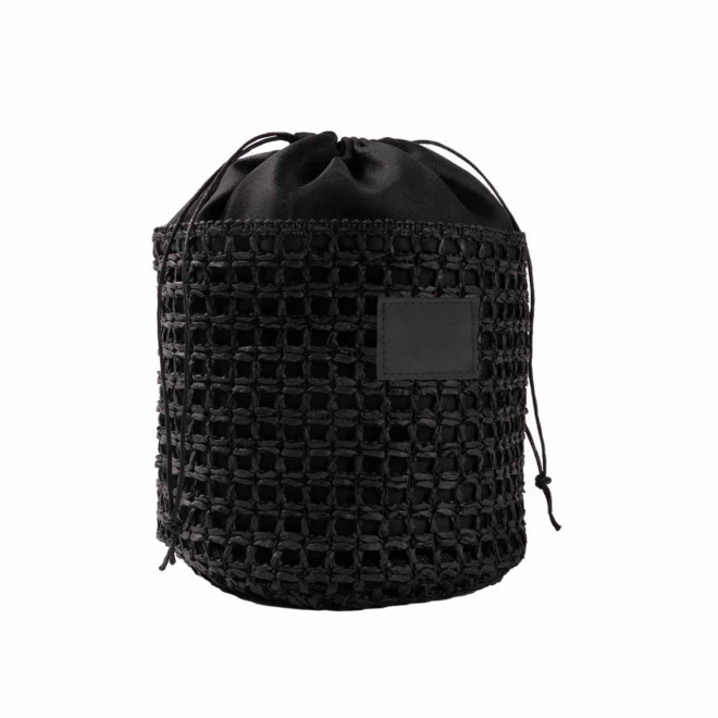 BOURSE EN RAPHIA PERSONNALISEE 'LEZO' - noir