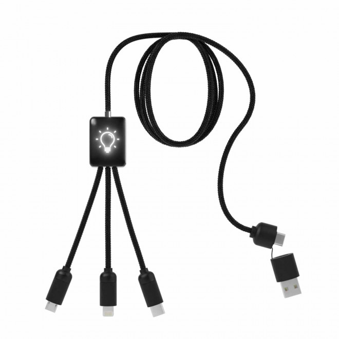 CÂBLE PERSONNALISABLE 5 EN 1 LOGO LUMINEUX 'MERET SMART' - blanc