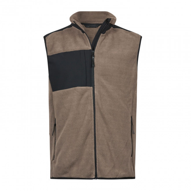 BODYWARMER POLAIRE PERSONNALISE MIXTE 'MOUNTAIN FLEECE' - beige/noir