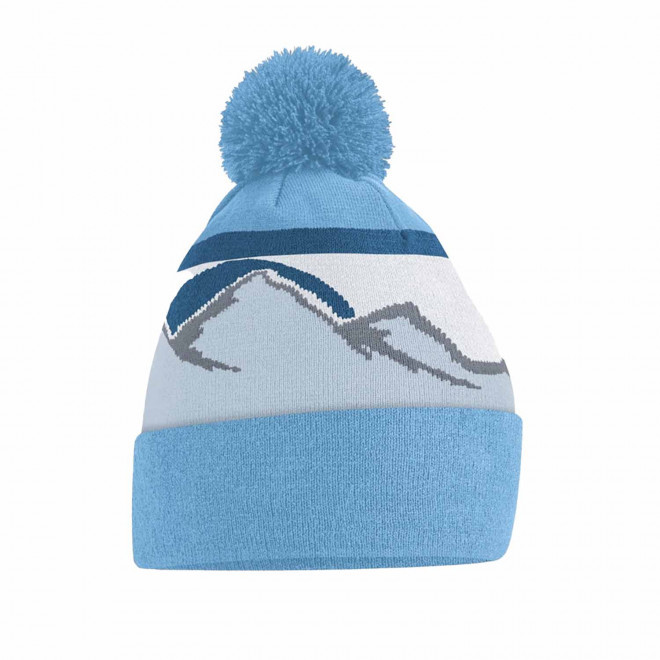 BONNET POMPOM PERSONNALISE 'MOUNTAIN PEAKS' - bleu clair
