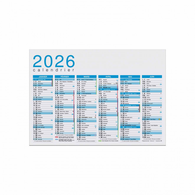 CALENDRIER PAPIER SOUPLE PERSONNALISABLE 'ASTERO RECYCLE' - bleu