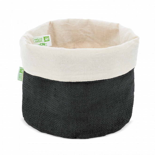 PANIERE A PAIN EN COTON ET JUTE PERSONNALISEE 'PRUPRUNE' - noir