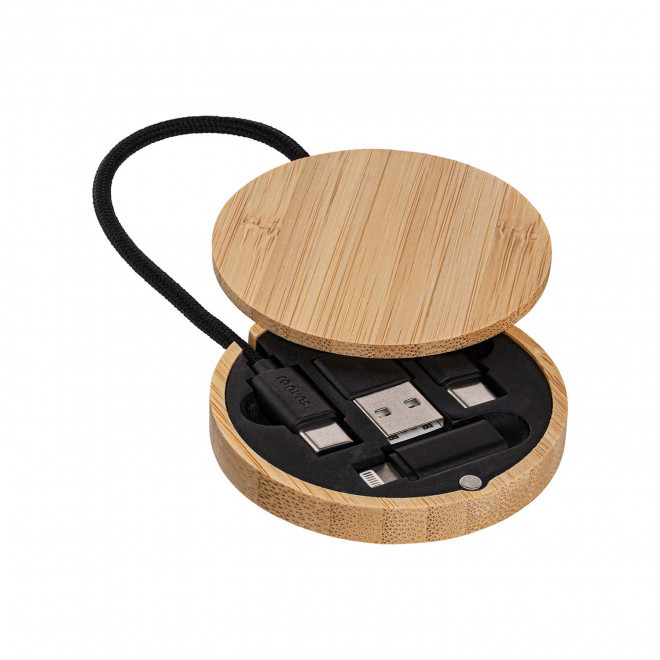 CABLE 4 EN 1 PERSONNALISE 'RONDINA BOIS' - marron