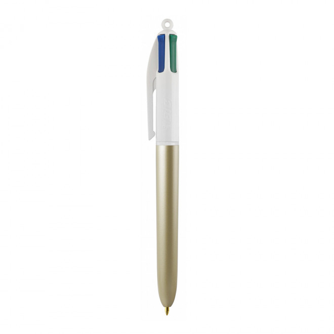 STYLO BIC® PERSONNALISABLE 4 COULEURS 'GLACE' - blanc/doré