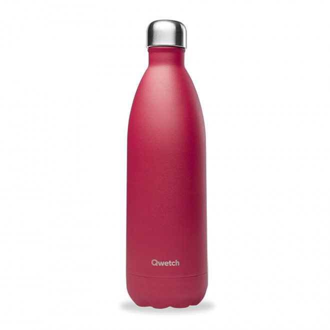 BOUTEILLE ISOTHERME PERSONNALISABLE INOX 1 L QWETCH® - framboise