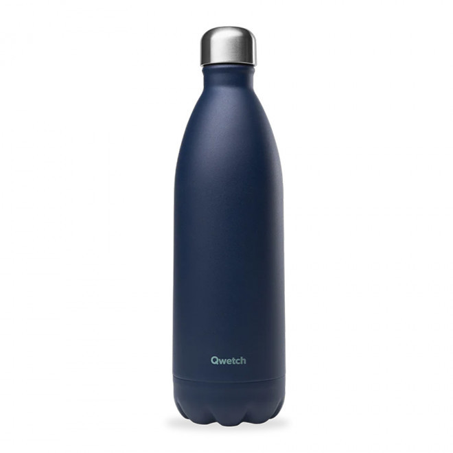 BOUTEILLE ISOTHERME PERSONNALISABLE INOX 1 L QWETCH® - bleu marine